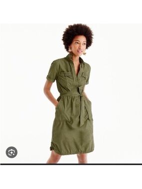 J. Crew Utility Shirt Dress with Ruffle Detail